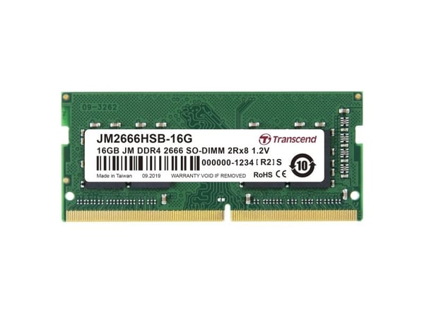 Transcend JetRAM - DDR4 - modul - 16 GB - SO DIMM 260-pin - 2666 MHz / PC4-21300 - CL19 - 1.2 V - ikke-bufret - ikke-ECC