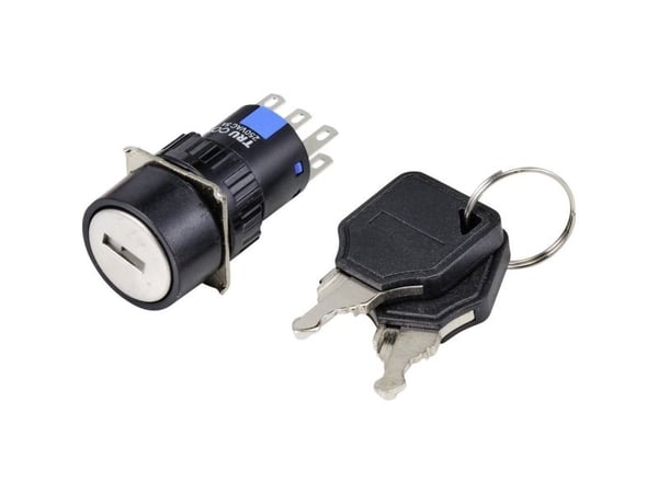 TRU COMPONENTS TC-9219060 Avainkytkin 250 V/AC 3 A 2 x On/Off/On Klikkaus/0/Clicking (Ø) 18 mm IP65 1 kpl