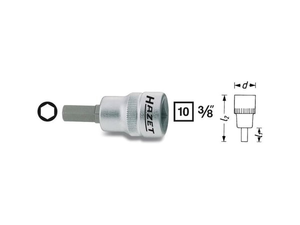 HAZET 8801K-4, Stikkontakt, 3/8", Metrisk, 1 hoder, 4 mm, 1,7 cm