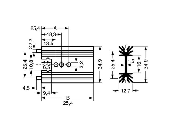 Fischer Elektronik SK 104 38,1 STS Profil kylfläns 11 K/W (L x B x H) 38,1 x 34,9 x 12,7 mm TO-220, SOT-32