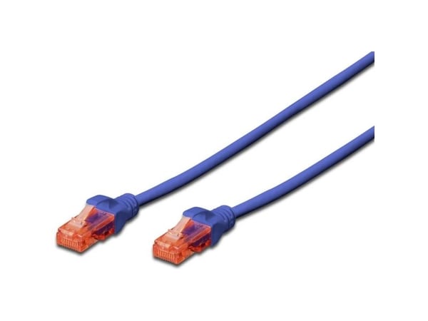 DIGITUS Professional - Koblingskabel - RJ-45 (hann) til RJ-45 (hann) - 5 m - UTP - CAT 6 - med støvel, halogenfri, formstøpt, uten hindringer - blå