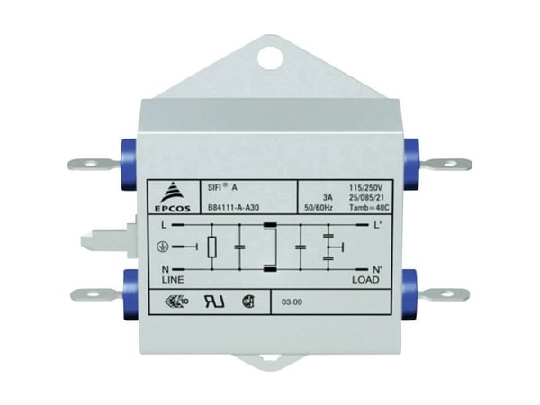 TDK B84111AA30 Melusuodatin liekinkestävä 250 V/AC 3 A 1,5 mH (L x S x K) 70 x 76,5 x 22,3 mm 1 kpl 1 kpl