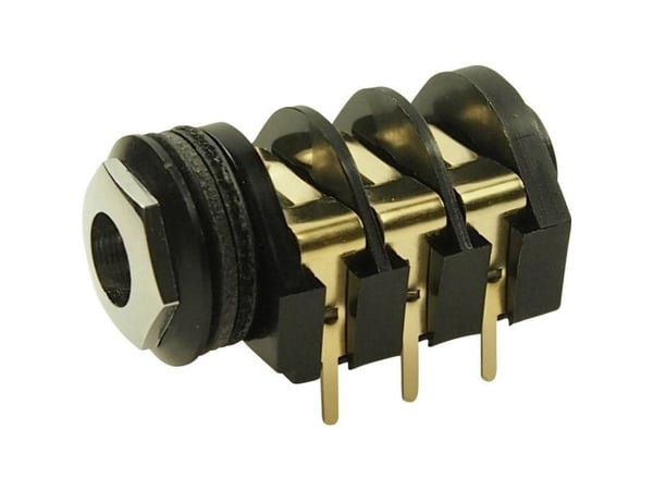 Cliff CL13345 jackplugg 6,35 mm, tilkobling, vannrett innbygging, poler: 3 stereo, sort, 1 stk