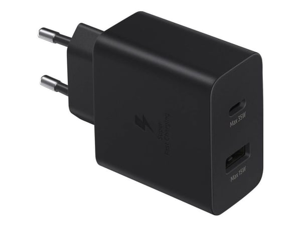 Samsung EP-TA220 - Strømadapter - 35 watt - SFC (USB, USB-C) - svart - for Galaxy A20, A50, A70, A8s, M30, M40, Note10, S20, S20 5G, S20+ 5G, Z Fli...