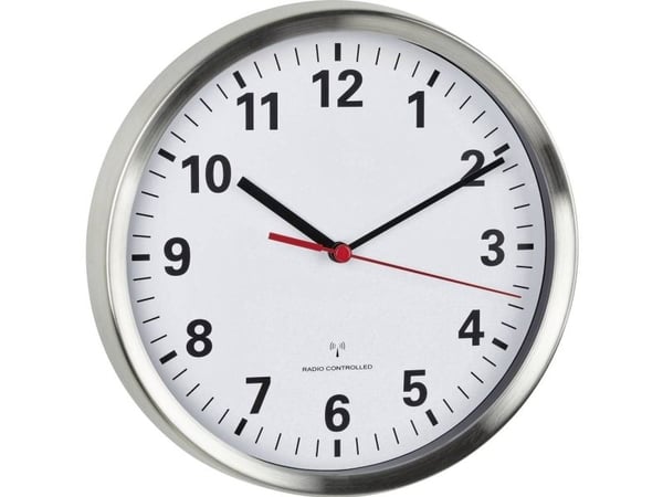 TFA-Dostmann 60.3529.02, Vegg, Kvartsklokke, Rund, Sølv, Hvit, Rustfritt stål, Glass