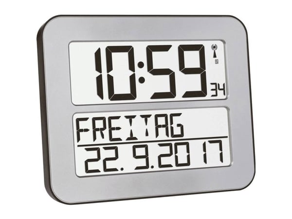 TFA Time Line Max - Alarmklokke - elektronisk - skrivebord, veggmonterbar - sølv
