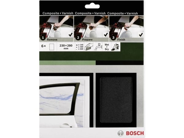 Bosch tilbehør slipepapir-sett korn 240, 400, 600 (L x B) 230 x 280 mm 1 sett