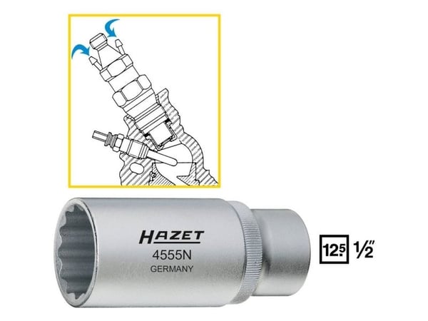 HAZET 4555N, Stikkontakt, 1/2", Metrisk, 1 hoder, 27 mm, 3,71 cm