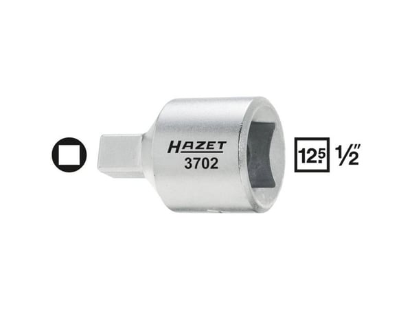 HAZET 3702-1, Kraftpipe, Sølv, 1 hoder, 1/2", Metrisk/imperisk, 12.5 mm