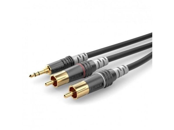 Hicon Jack / Phono Audio Tilslutningskabel [2x Cinch-stik - 1x Jackstik 3,5 mm] 1.50 m Sort