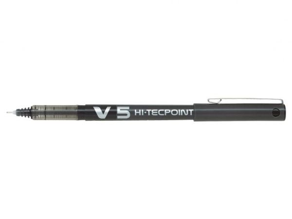 Pilot Hi-Tecpoint V5 - Kulepenn - svart - vannbasert blekk - 0,5 mm - ekstra fin - (12 stk.)