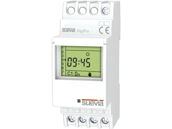 Suevia SU172012 timer för DIN-skena DigiPro (dagsprogram, veckoprogram, semesterprogram, impulsprogram)