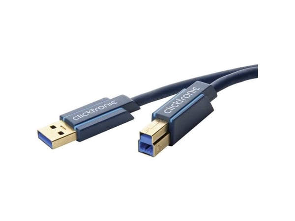 ClickTronic 0.5m USB3.0 A - B m/m, 0,5 m, USB A, USB B, USB 3.2 Gen 1 (3.1 Gen 1), Hankjønn/hankjønn, Blå