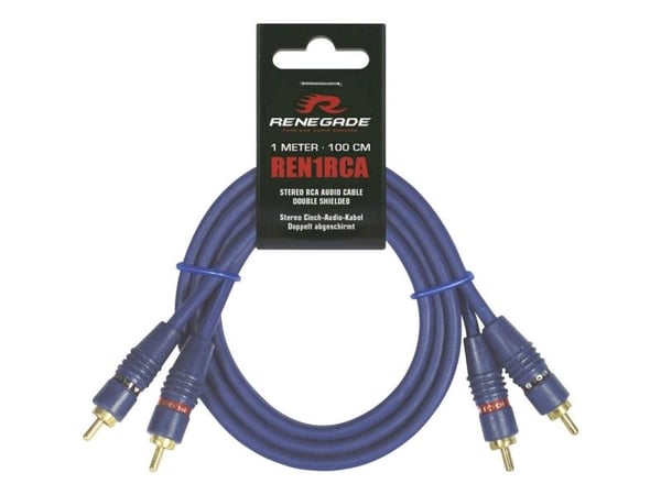 Renegade REN1RCA, 2 x RCA, Hankjønn, 2 x RCA, Hankjønn, 1 m, Blå