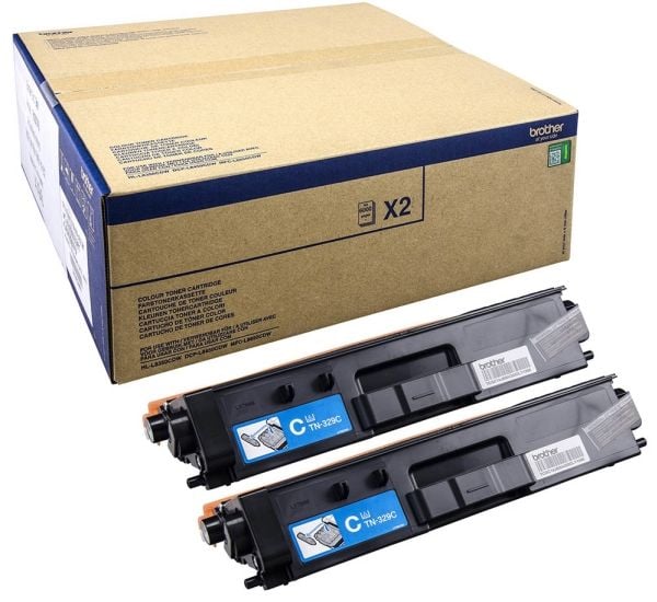 Brother TN329C - 2-pack - cyan - original - tonerpatron - for Brother DCP-L8450CDW