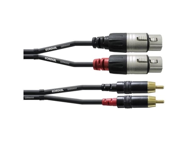 Cordial CFU 1.5 FC, 2 x RCA, Hankjønn, 2 x XLR (3-pin), Hankjønn, 1,5 m, Sort