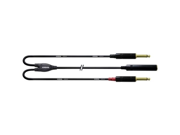 Cordial CFY 0.3 KPP, 2 x 6.35mm, Hankjønn, 6.35mm, Hunkjønn, 0,3 m, Sort