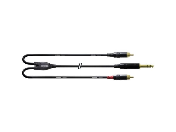 Cordial CFY 3 VCC audio Y-adapter [1x jack 6,3 mm - 2x cinch] 3,00 m svart