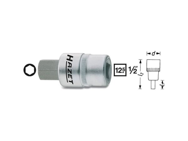HAZET innvendig sekskant skrutrekkerbit 12,5 mm (1/2"), bremsekaliper skrutrekkerbit 986-9 (986-9)