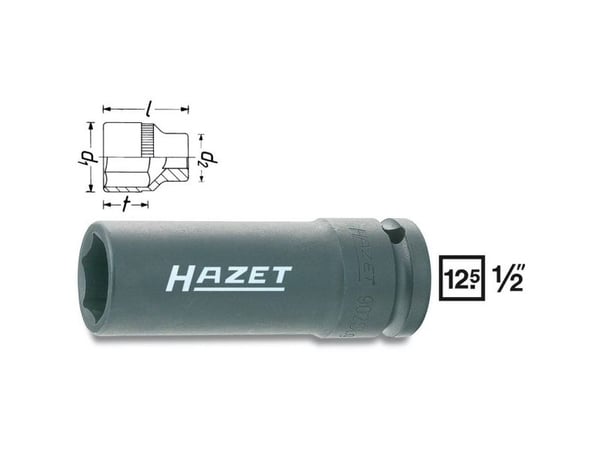 HAZET 902SLG-17, Kraftpipe, Svart, 1 hoder, 1/2", Metrisk, 17 mm
