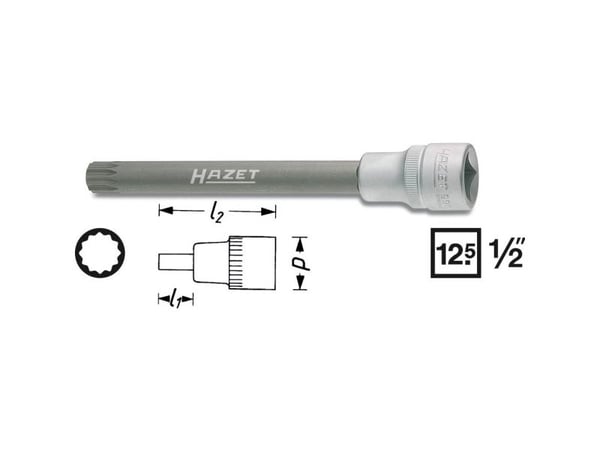 HAZET 990SLG-12, Stikkontakt, 1/2", Metrisk, 1 hoder, 2,3 cm, 140 mm