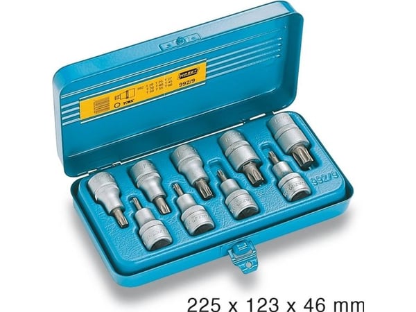 HAZET 992/9, 9 stykker, Torx, T60, T20, T25, T27, T30, T40, T45, T50, T55, 185 mm, 165 mm, 153 mm