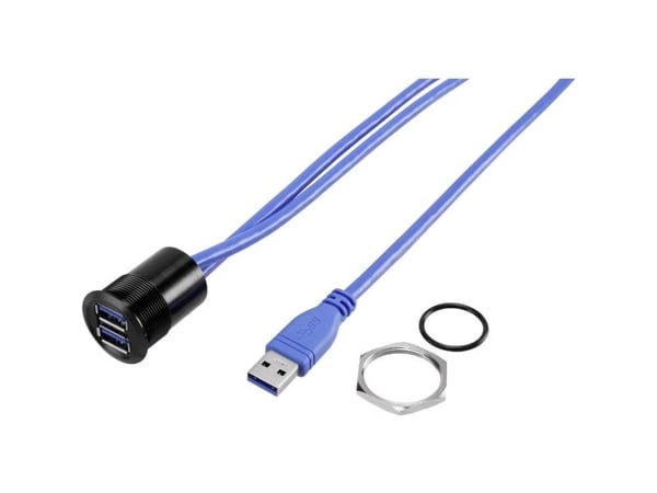 TRU COMPONENTS USB-22-BK innbyggingshylse USB-A 3.0, 2x USB 3.0