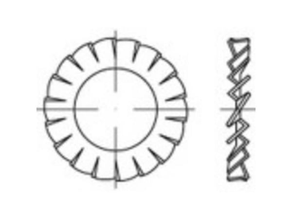 TOOLCRAFT 1067166 stjernefjærskive, innvendig diameter 3,2 mm DIN 6798, rustfritt stål, 2000 stk