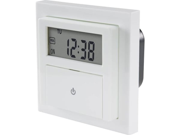 Sygonix SY-4504968 Upotettava ajastin digitaalinen viikko-ohjelma 1800 W lähtölaskentatoiminto, sis. pinta-asennettava kehys, START/STOP-toiminto, ...