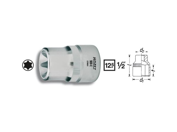 HAZET 900-E20, Uttag, 1/2", Metrisk, 1 huvuden, E20, 2,7 cm