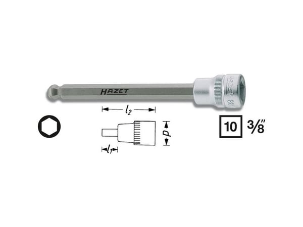 HAZET 8801KK-8, Pistorasia, 3/8", Metrinen, 1 pää(t), 8 mm, 1,9 cm