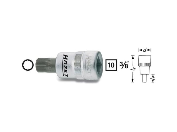 HAZET 8808-6, Stikkontakt, 3/8", Metrisk, 1 hoder, M6, 1,9 cm