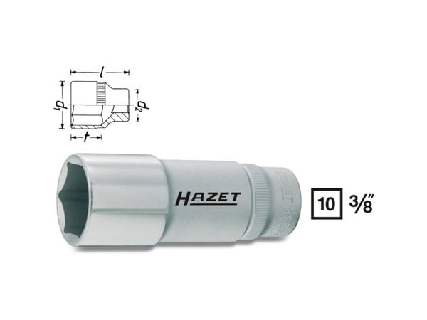 HAZET 880LG-10, Stikkontakt, 3/8", Metrisk, 1 hoder, 10 mm, 1,7 cm