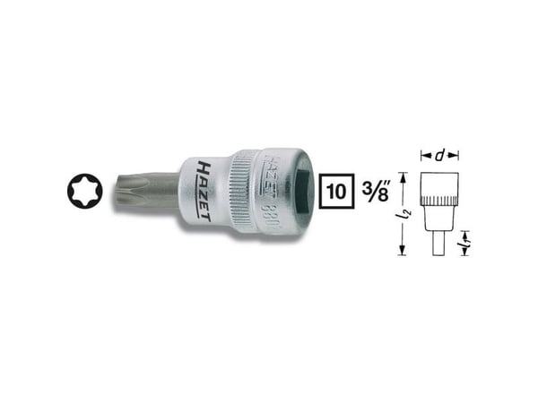 HAZET 8802-T45, Stikkontakt, 3/8", Metrisk, 1 hoder, T45, 1,9 cm