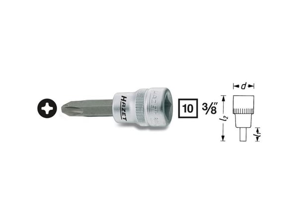 HAZET 8806-PH4, Pistorasia, 3/8", Metrinen, 1 pää(t), 1,9 cm, 60 mm