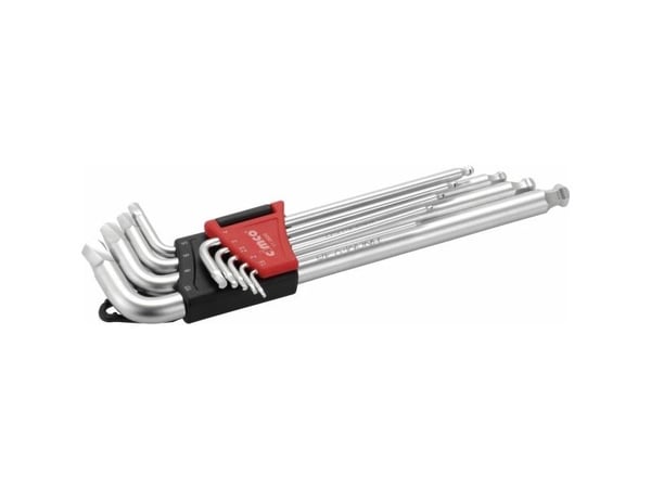 Cimco 110606, L-formet hex-nøkkelsett, Metrisk, 9 stykker, 1.5,2,2.5,3,4,5,6,8,10 mm