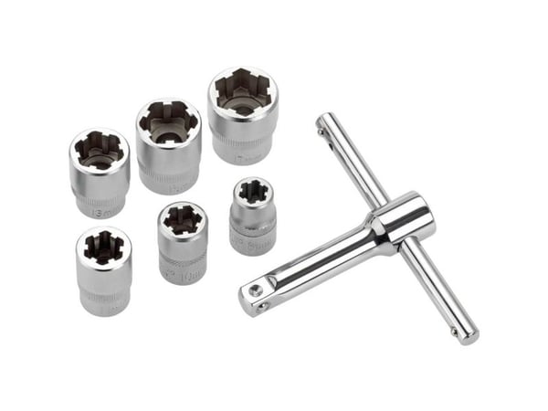 Cimco 113160, Støpselsett, 3/8", Metrisk, 6 hoder, 8,10,11,13,15,17 mm, Kromvanadiumstål