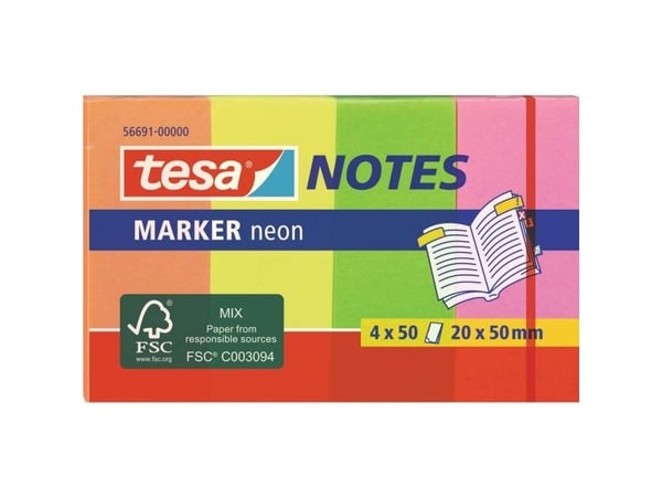 TESA 56691, Rektangel, Flerfarget, 20 mm, 50 mm, 50 ark