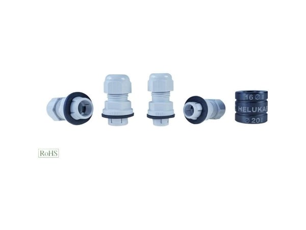 HELUKABEL 908384, Harmaa, Kloropreenikumi (CR), 25 kpl, Suora, M16, IP66, IP68