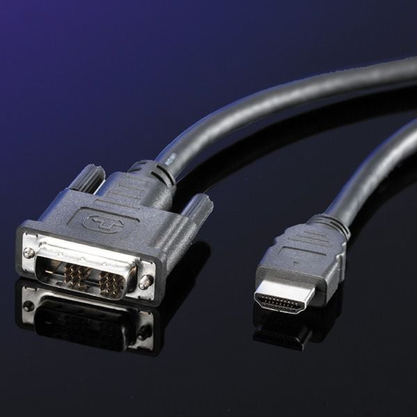 ROLINE 11.04.5552, 5 m, DVI-D, HDMI, Hanstik, Hanstik, Musta