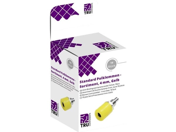 TRU COMPONENTS laboratoriekontakt-sortiment tilkobling/innbygging vertikal gul 10 stk