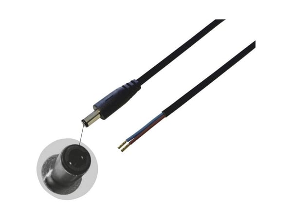 BKL Electronic lavvolt tilkoblingskabel, lavspenningskontakt – åpen ende 5,50 mm/2,50 mm/2,00 m
