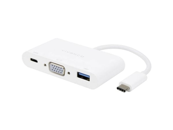 Vivanco CC UC UACVGA, Langallinen, USB 3.2 Gen 1 (3.1 Gen 1) Type-C, 60 W, Valkoinen, 5 Gbit/s, 60 Hz