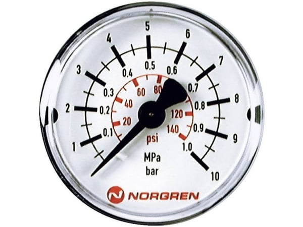 Norgren Manometer 18-013-891 Tilslutning (manometri): Baksida 0 til 6 bar Udvendigt gevind R1/8 1 stk Udvendigt gevind R1/8 1 stk
