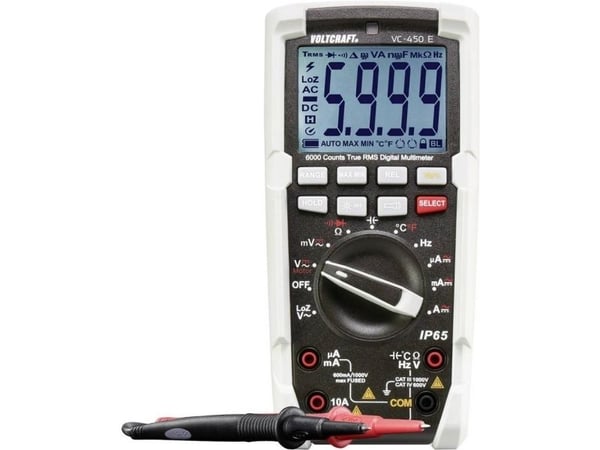 VOLTCRAFT VC-450 E digital håndmultimeter, sprutvannbeskyttet (IP65), CAT III 1000 V / CAT IV 600 V, display (counts): 6000