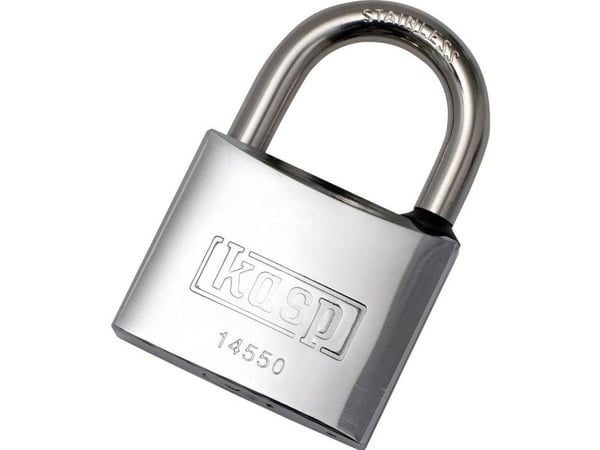 Kasp K14550A1 hengelås 50 mm i identisk rustfritt stål, nøkkellås