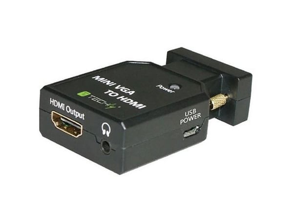 Techly IDATA VGA-HDMINI, Sort, CE, FCC, 1920 x 1200 piksler, 480p, 960p, 1080p, VGA (D-Sub), HDMI