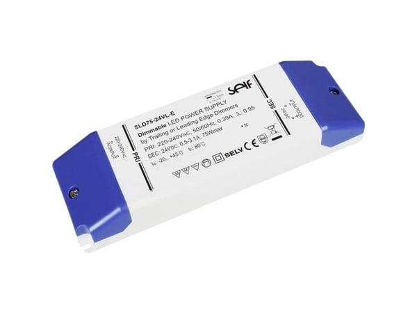 SELF Electronics SLD75-24VL-E, 75 W, IP20, 30000 timer, -30 - 80 °C, 220 - 240 V, 50/60 Hz