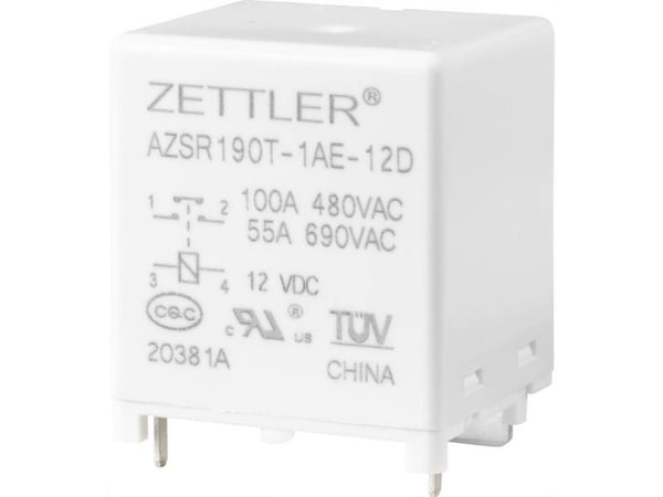 Zettler Electronics AZSR190T-1AE-12D Powerrelé 12 V/DC 100 A, 1x vekselkontakt, 1 stk.