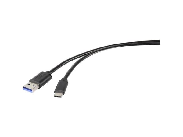 Renkforce RF-4536472, 0,3 m, USB A, USB C, USB 3.2 Gen 2 (3.1 Gen 2), 5 Gbit/s, Sort